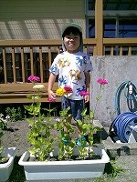 育てた花と一緒に