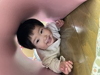 トンネルの穴からのぞいている