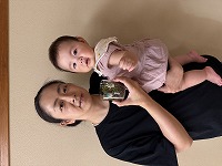 完成品と親子２ショット