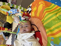 プレイジムで遊んでいる赤ちゃん